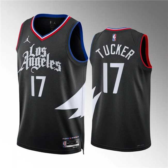 Mens Los Angeles Clippers #17 P.j. Tucker Black Statement Edition Stitched Jersey Dzhi